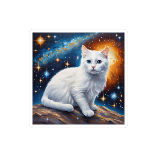 PugMug Custom White Companion Cat Sticker