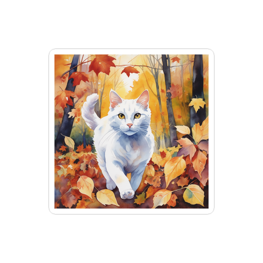 PugMug Custom White Companion Cat Sticker