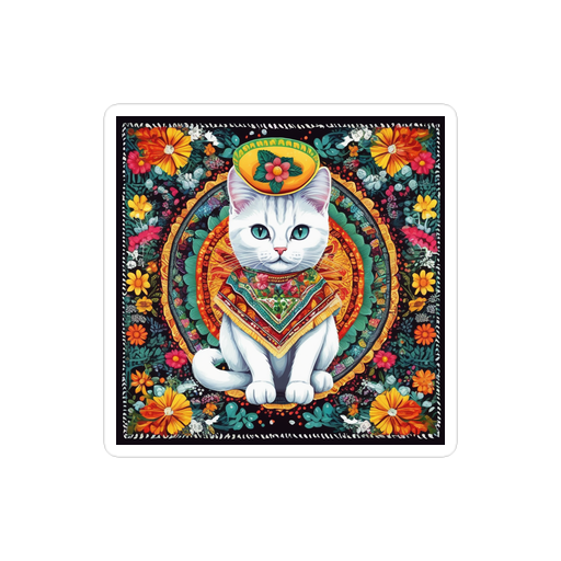 PugMug Custom White Companion Cat Sticker