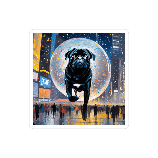PugMug Custom Black Pug Sticker