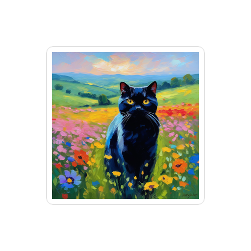 PugMug Custom Black Scottish Fold Cat Sticker