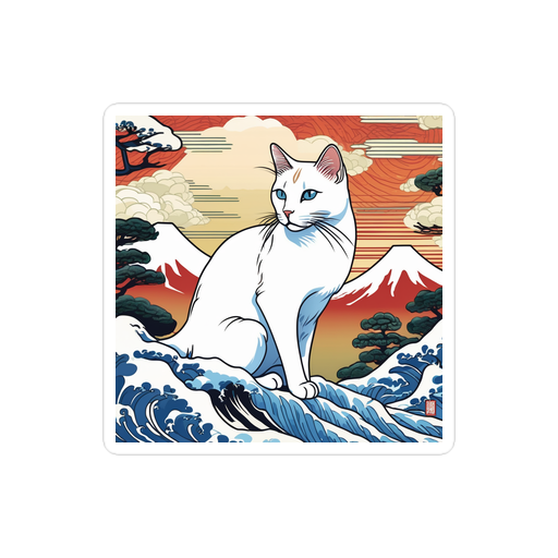 PugMug Custom White Companion Cat Sticker