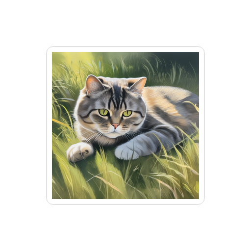 PugMug Custom Tabby Scottish Fold Cat Sticker