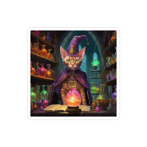 PugMug Custom Tabby Devon Rex Cat Sticker