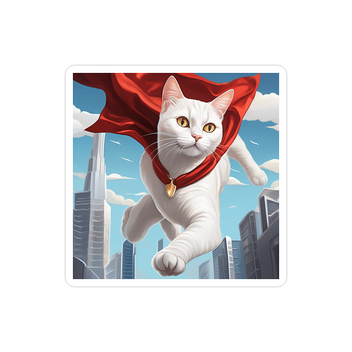 PugMug Custom White Companion Cat Sticker