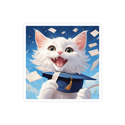 PugMug Custom White Companion Cat Sticker