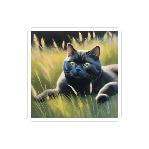 PugMug Custom Black British Shorthair Cat Sticker