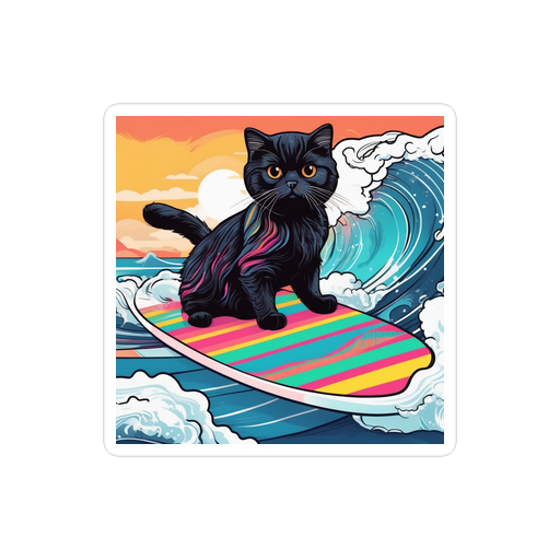 PugMug Custom Black Scottish Fold Cat Sticker