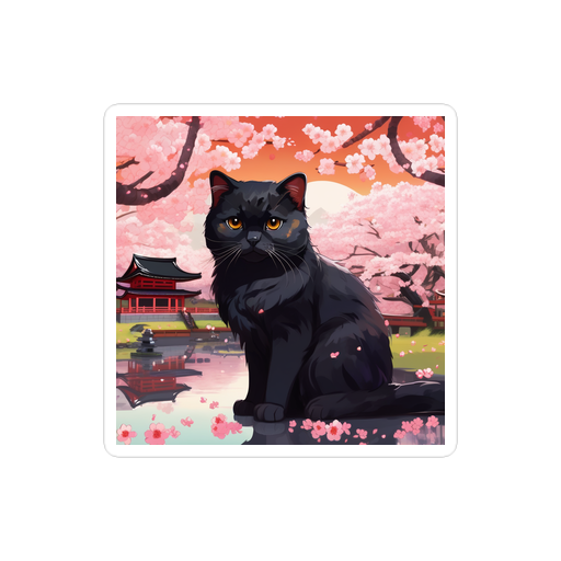 PugMug Custom Black Scottish Fold Cat Sticker