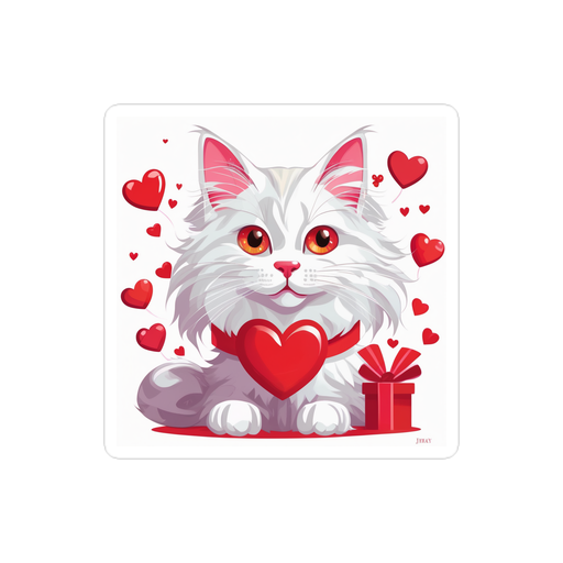 PugMug Custom White Maine Coon Cat Sticker