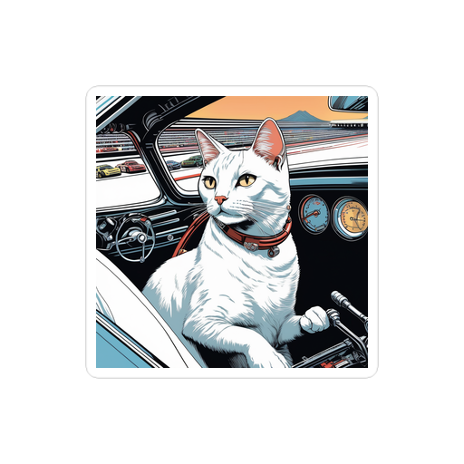 PugMug Custom White Companion Cat Sticker