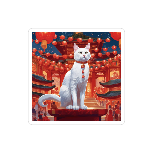 PugMug Custom White Companion Cat Sticker