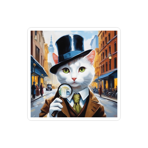 PugMug Custom White Companion Cat Sticker