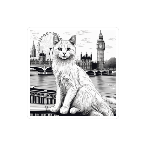 PugMug Custom White Companion Cat Sticker