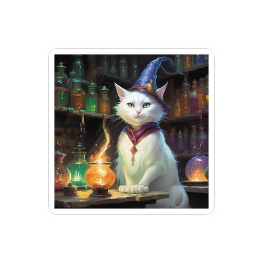 PugMug Custom White Companion Cat Sticker