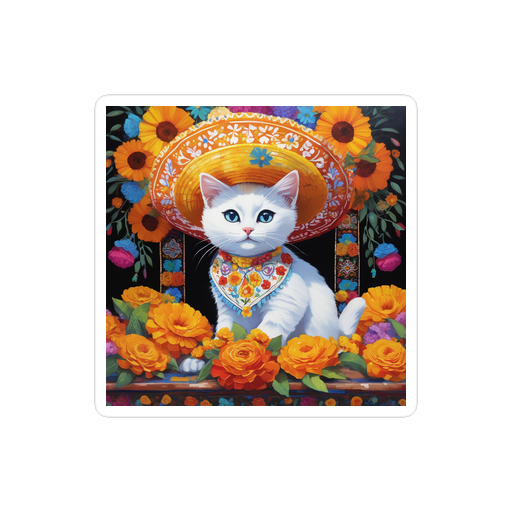 PugMug Custom White Companion Cat Sticker