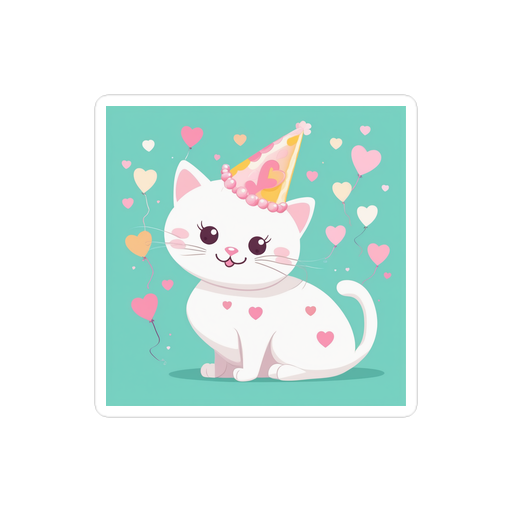 PugMug Custom White Companion Cat Sticker