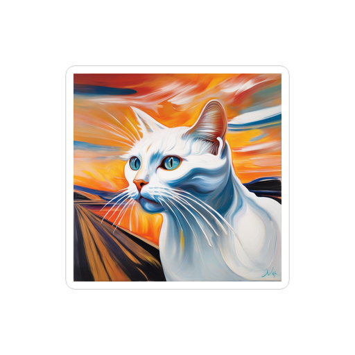 PugMug Custom White Companion Cat Sticker