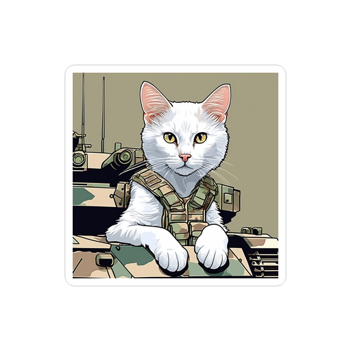 PugMug Custom White Companion Cat Sticker