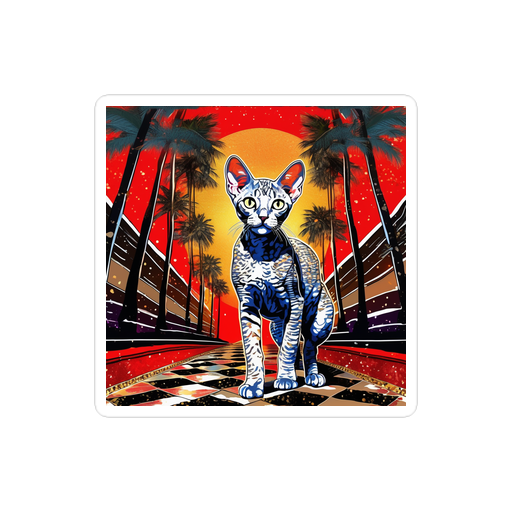 PugMug Custom Tabby Devon Rex Cat Sticker