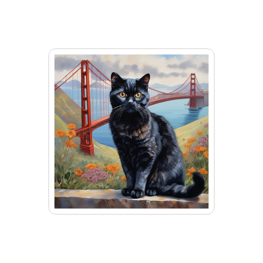 PugMug Custom Black Scottish Fold Cat Sticker