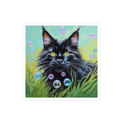 PugMug Custom Black Maine Coon Cat Sticker