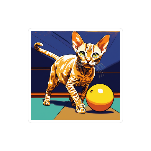 PugMug Custom Tabby Devon Rex Cat Sticker