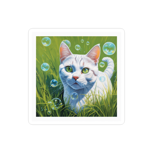 PugMug Custom White American Shorthair Cat Sticker