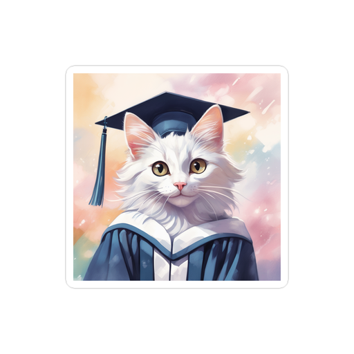 PugMug Custom White Companion Cat Sticker