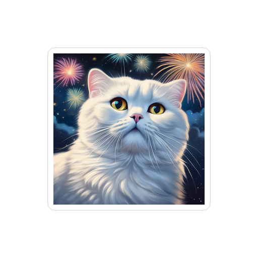 PugMug Custom White Scottish Fold Cat Sticker