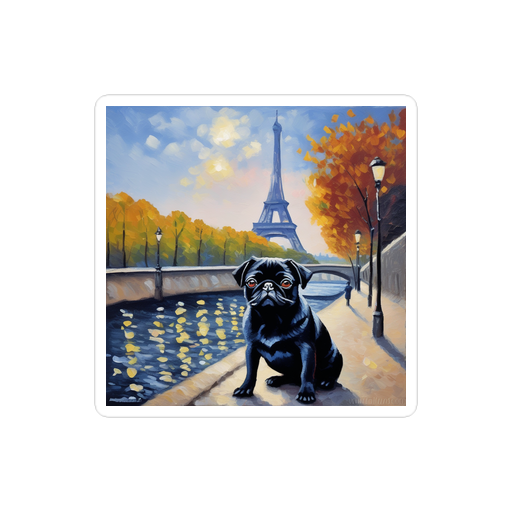 PugMug Custom Black Pug Sticker