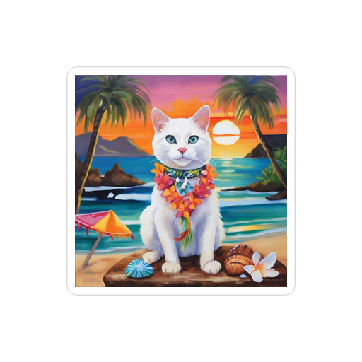 PugMug Custom White Companion Cat Sticker