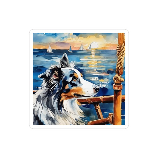 PugMug Custom Blue Merle Border Collie Sticker