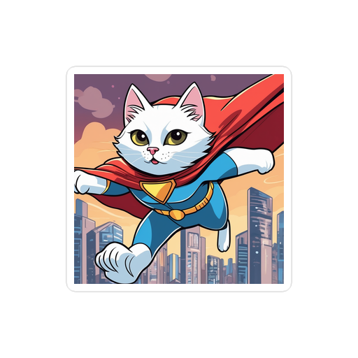 PugMug Custom White Companion Cat Sticker