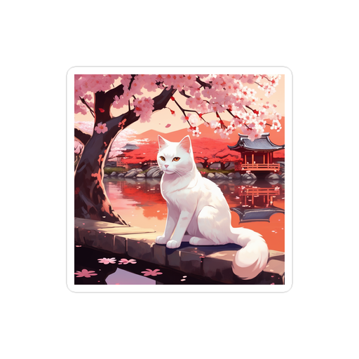 PugMug Custom White Companion Cat Sticker