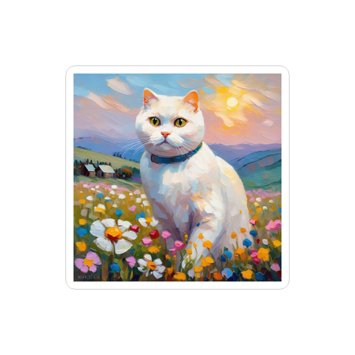 PugMug Custom White Scottish Fold Cat Sticker
