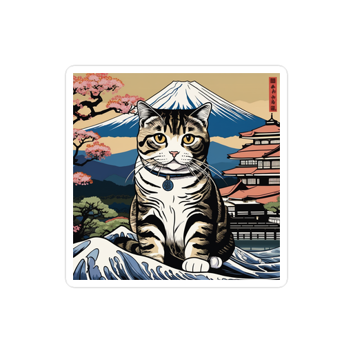 PugMug Custom Tabby Scottish Fold Cat Sticker