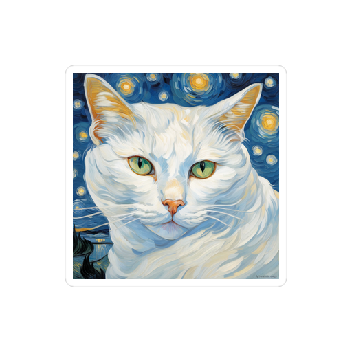 PugMug Custom White Companion Cat Sticker