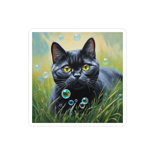 PugMug Custom Black British Shorthair Cat Sticker
