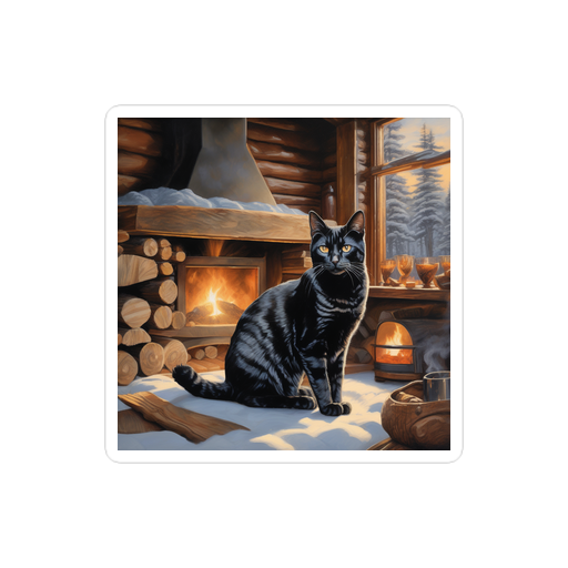 PugMug Custom Black American Shorthair Cat Sticker