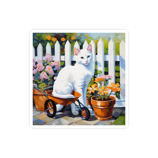 PugMug Custom White Companion Cat Sticker