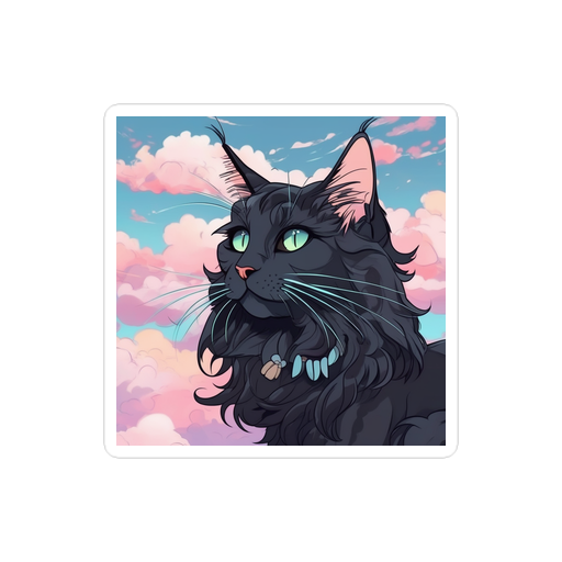 PugMug Custom Black Maine Coon Cat Sticker
