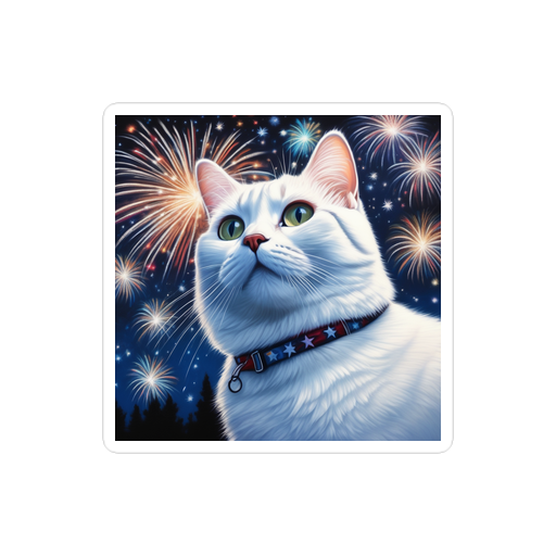 PugMug Custom White American Shorthair Cat Sticker