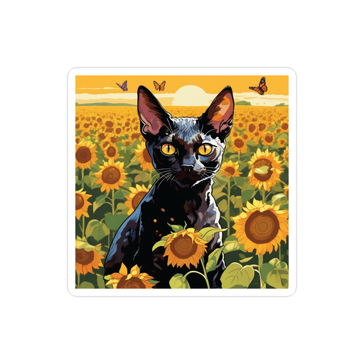 PugMug Custom Black Devon Rex Cat Sticker