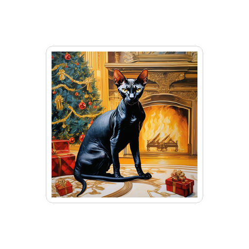 PugMug Custom Black Sphynx Cat Sticker