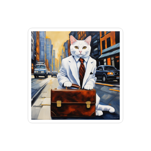PugMug Custom White American Shorthair Cat Sticker