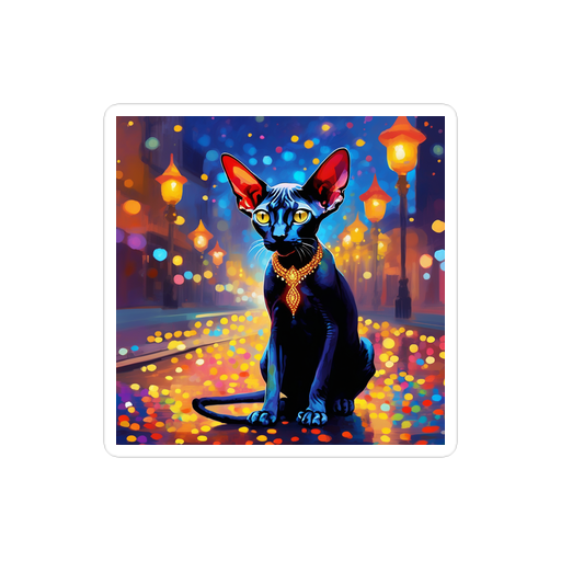 PugMug Custom Black Sphynx Cat Sticker