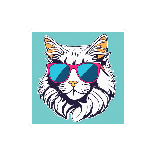 PugMug Custom White Maine Coon Cat Sticker