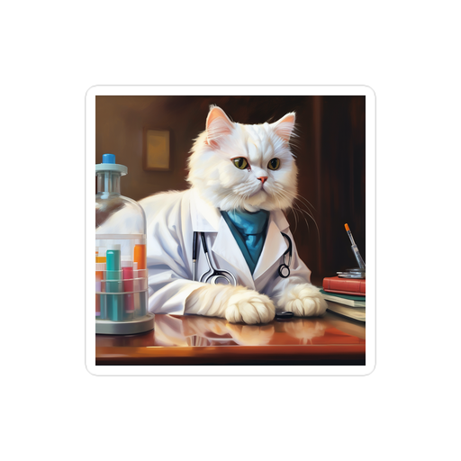 PugMug Custom White Persian Cat Sticker