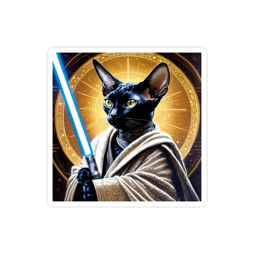 PugMug Custom Black Devon Rex Cat Sticker